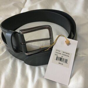 BELFORTE BLACK Mens Black Leather Belt Metal Buckle- NWT Size 40